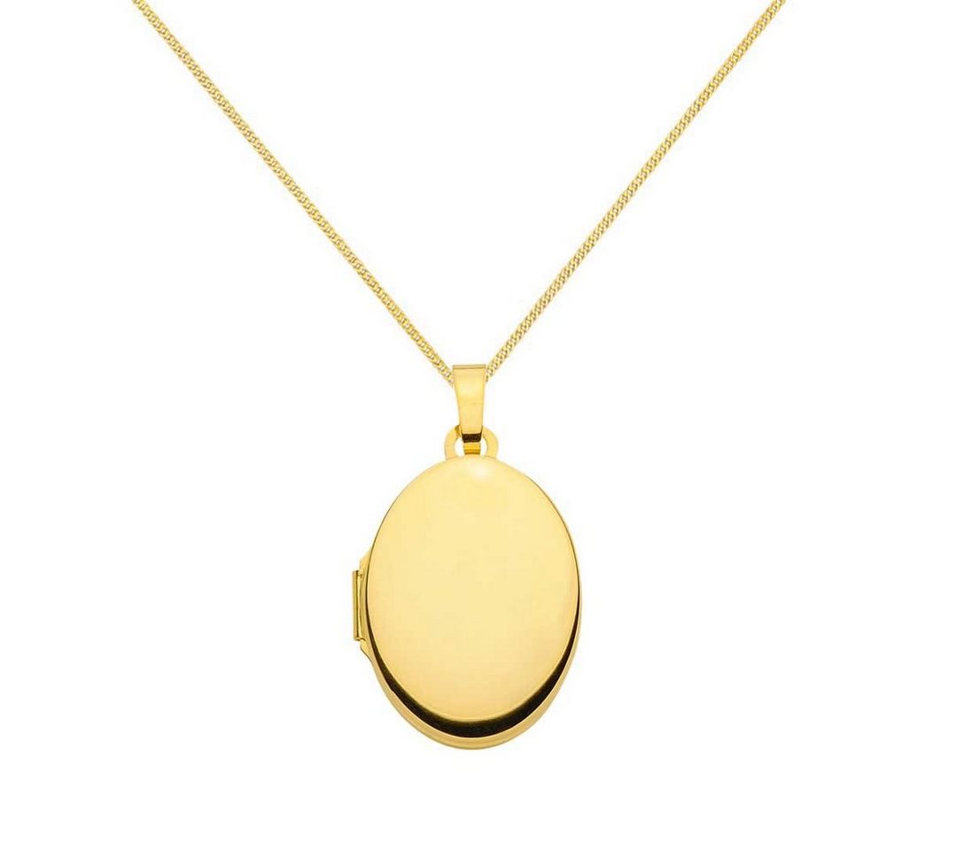 HOPLO Kettenanhänger Anhänger Medaillon Oval mit Kette 1,1 mm 333-8 Karat Gold 36 cm, Made in Germany von HOPLO