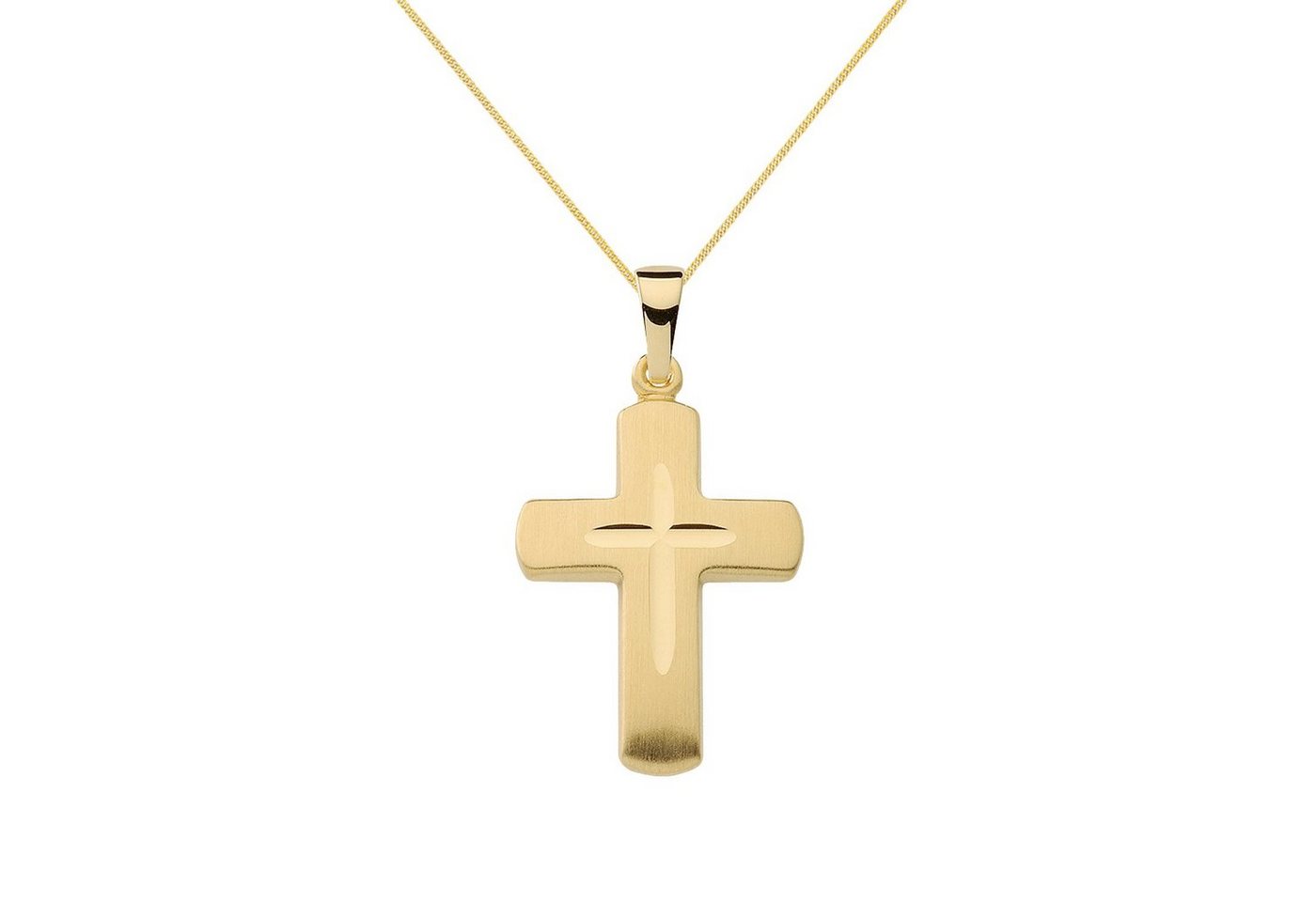 HOPLO Kreuzanhänger Anhänger Kreuz mit massiver Goldkette 1,1 mm 333-8 Karat Gold, Made in Germany von HOPLO