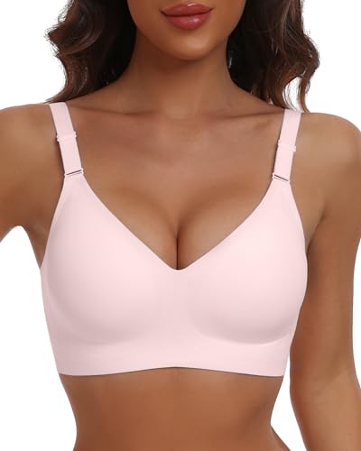 HORISUN Bequemer, Nahtloser BH mit vollständiger Abdeckung für Damen, kabellose BHS mit weicher Unterstützung, Normale und große Größen (Rosa 3XL) von HORISUN