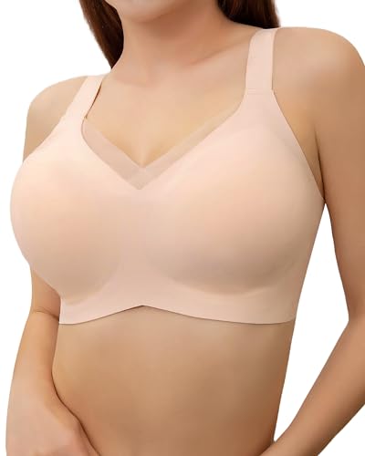 HORISUN Drahtlose Push-up-BHS, Bequeme, Nahtlose, unterstützende BHS, vollständig bedeckender BH, BHS in Übergröße für Damen (Hautfarben 2XL) von HORISUN