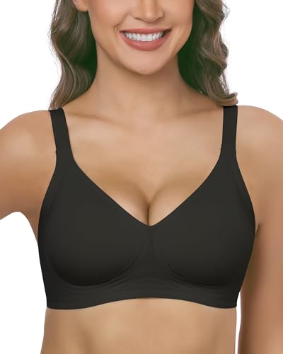 HORISUN Kabelloser BH, Bralette für Damen, 3D-Unterstützung, ohne Bügel, Komfort, Nahtloser Dekolleté-BH (Schwarz L) von HORISUN