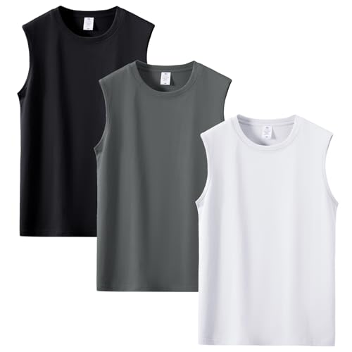 HOTIAN 3er Pack Tank Top Herren Ärmelloses Shirt Fitness Achselshirt Sport Ärmelloses Funktionsunterhemd Sommer Outdoor Funktionsshirt von HOTIAN