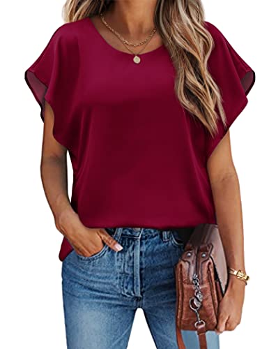 Hotouch Bluse Damen Elegant Batwing Shirts Fledermaus Rundhals Mesh Oberteil Locker Casual Leicht Tops Einfarbig T-Shirt Weinrot L Hotouch Bluse Damen Elegant Batwing Shirts Fledermaus Rundhals Mesh Oberteil Locker Casual Leicht Tops Einfarbig T-Shirt Weinrot L von Hotouch