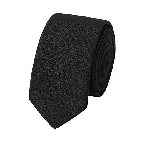 HOULIFE Slim Herren Krawatten - Solide Herren Krawatte, Krawatten für Herren aus Baumwolle, Skinny Krawatten zur Hochzeitsfeier, Party (Schwarz) von HOULIFE