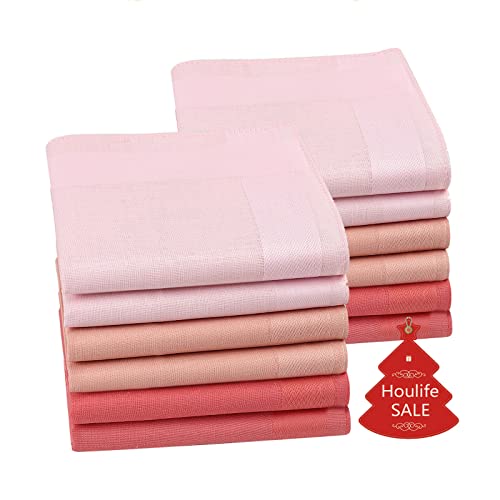 Houlife Taschentücher für Herren und Damen, einfarbig, 100 % gekämmte Baumwolle, 60er-Jahre-Stil, weich, farbig, Einstecktuch für Väter, Damen, Hochzeit, 40 x 40 cm Gr. 40x40 cm, Pink Serie von HOULIFE
