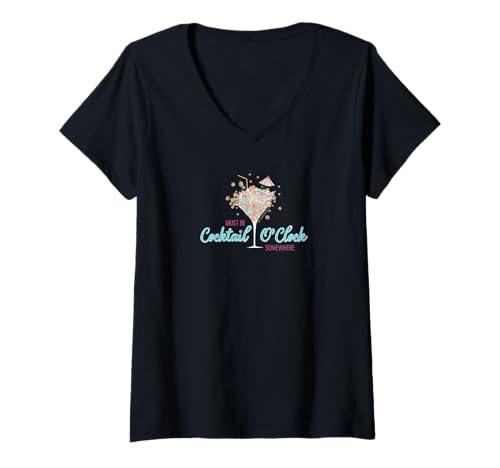 Damen Cocktail O'clock T-Shirt mit V-Ausschnitt Damen Cocktail O'clock T-Shirt mit V-Ausschnitt von HOUSE OF TURNOWSKY APPAREL