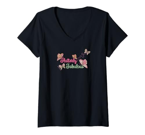 Damen Flutterly Fabulous T-Shirt mit V-Ausschnitt Damen Flutterly Fabulous T-Shirt mit V-Ausschnitt von HOUSE OF TURNOWSKY APPAREL