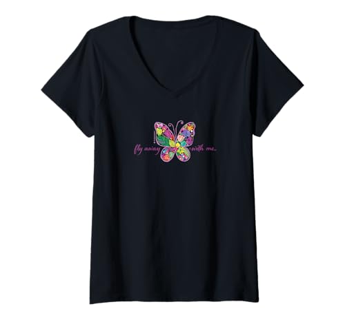 Damen Fly away with me T-Shirt mit V-Ausschnitt Damen Fly away with me T-Shirt mit V-Ausschnitt von HOUSE OF TURNOWSKY APPAREL