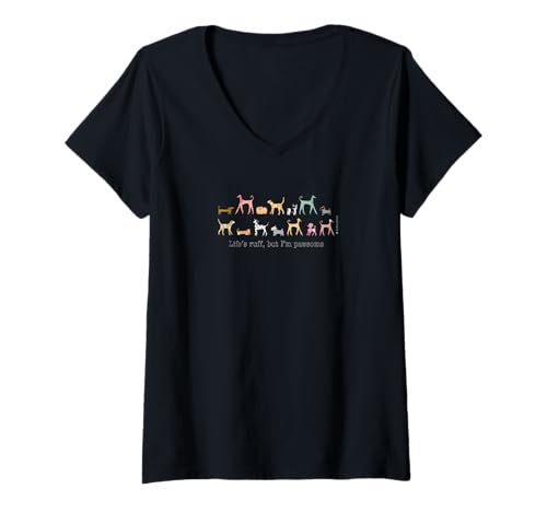 Damen Life's Ruff, but I'm Pawsome T-Shirt mit V-Ausschnitt Damen Life's Ruff, but I'm Pawsome T-Shirt mit V-Ausschnitt von HOUSE OF TURNOWSKY APPAREL