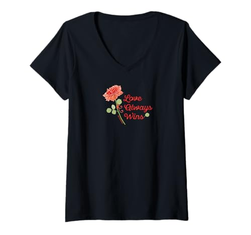 Damen Love Always Wins T-Shirt mit V-Ausschnitt Damen Love Always Wins T-Shirt mit V-Ausschnitt von HOUSE OF TURNOWSKY APPAREL
