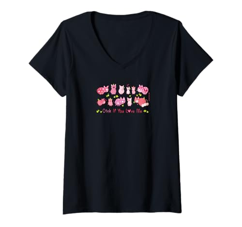 Damen Oink if you love me T-Shirt mit V-Ausschnitt Damen Oink if you love me T-Shirt mit V-Ausschnitt von HOUSE OF TURNOWSKY APPAREL