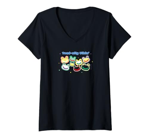 Damen Toad-ally Vibin' T-Shirt mit V-Ausschnitt Damen Toad-ally Vibin' T-Shirt mit V-Ausschnitt von HOUSE OF TURNOWSKY APPAREL