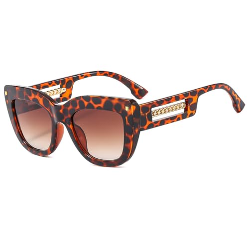 HPIRME Cat Eye Damen Sonnenbrille Vintage Shades Damen Sonnenbrille UV400, Leopard, Einheitsgröße von HPIRME