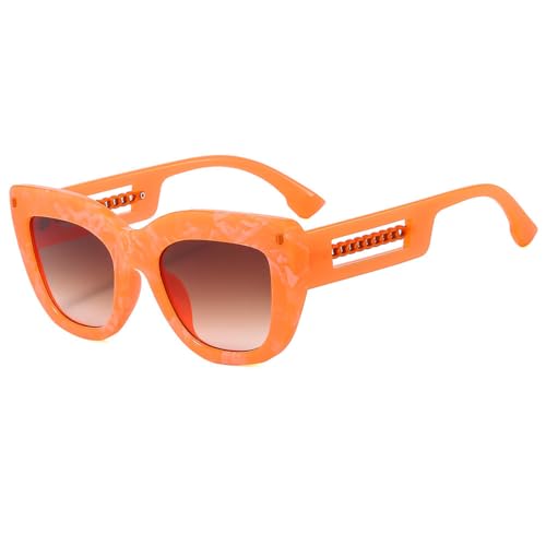 HPIRME Cat Eye Damen Sonnenbrille Vintage Shades Damen Sonnenbrille UV400, orange, Einheitsgröße von HPIRME