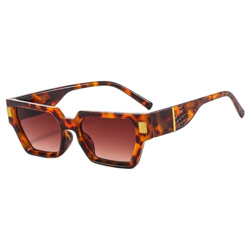 Kleine quadratische Sonnenbrille für Herren und Damen, Sonnenbrille, Katzenaugen-Reisebrille, Vintage-Retro, UV400, Leopard, Einheitsgröße von HPIRME