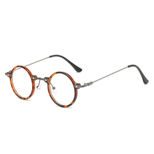 Retro Steampunk Kleine Runde Männer Hip Hop Sonnenbrille Frauen Klare Ozean Gläser Shades UV400 Weibliche Brillengestell, Leopard klar, Einheitsgröße von HPIRME