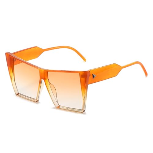 Vintage-Sonnenbrille für Herren und Damen, quadratisch, weiblich, mit Farbverlauf, Sonnenbrille, Schutzbrille, UV400, Orange, Orange, Gelb, Einheitsgröße von HPIRME