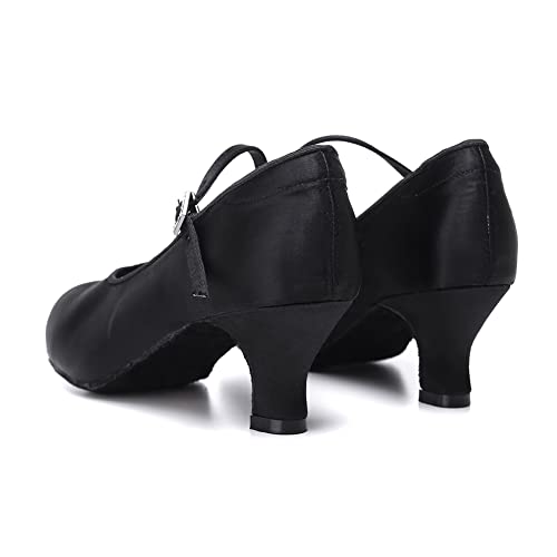 HROYL Damen Latein Tanzschuhe Salsa Ballsaal Satin Latein Geschlossen Tanzschuhe Damen Standard und Latein,EM-3525-Schwarz-5-S,EU 37 von HROYL