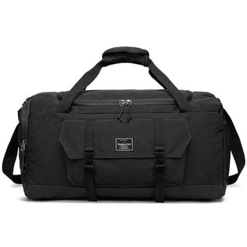 HSTWODE-Sporttasche Reisetasche 55L Groß Gym Bag Faltbar Trainingstasche Leicht Duffel Bag für Sport Fitness Reisen geeignet für Männer und Frauen (Schwarz) von HSTWODE