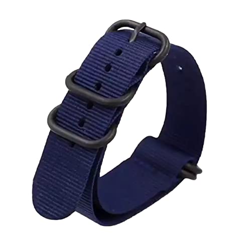 HTFKFW Uhrenarmband, 18/20/22/24mm Männer Ersatz Schwarz Ring Schnalle NATO Military Nylon Leinwand Armband Armband zubehör (Color : Blue_18mm) von HTFKFW