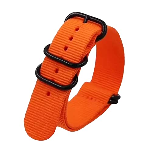 HTFKFW Uhrenarmband, 18/20/22/24mm Männer Ersatz Schwarz Ring Schnalle NATO Military Nylon Leinwand Armband Armband zubehör (Color : Orange_22mm) von HTFKFW