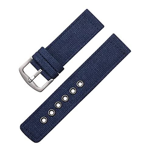 HTFKFW Uhrenarmband, 18/20/22/24mm Männer Frauen Im Freien Sport Camouflage Nylon Leinwand Armband Ersatz Armband Zubehör (Color : Dark Blue_22mm) von HTFKFW