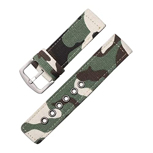 HTFKFW Uhrenarmband, 18/20/22/24mm Männer Frauen Im Freien Sport Camouflage Nylon Leinwand Armband Ersatz Armband Zubehör (Color : Green Camo_18mm) von HTFKFW