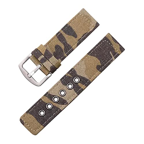 HTFKFW Uhrenarmband, 18/20/22/24mm Männer Frauen Im Freien Sport Camouflage Nylon Leinwand Armband Ersatz Armband Zubehör (Color : Khaki Camo_20mm) von HTFKFW