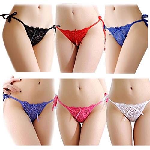 HTRUIYATY Damen Spitze Krawatte Seite Anga,Damen Slips HöSchen Mit Niedriger Taille FüR Frauen Sexy,Spitze Low-Taille G String HöSchen(Mehrfarbig) von HTRUIYATY