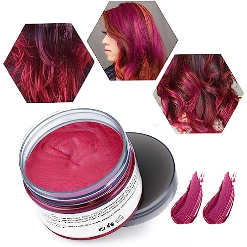 Haarwachs Temporäres Haarfarbe Wachs, Unisex Haarfärbemittel Wachs, Waschbares Pflanzenformel Mattes Natürliches Buntes Haarwachs (120g Rot) von HTRUIYATY