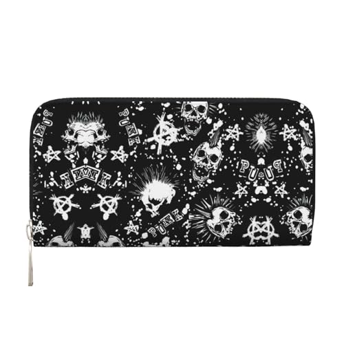 HTTUP Weiße Punk-Totenkopf-Druck, lässige Clutch-Geldbörse, Handgeldbörse für Damen, stilvoll, reisefreundlich, Schwarz, Einheitsgröße, Kunst HTTUP Weiße Punk-Totenkopf-Druck, lässige Clutch-Geldbörse, Handgeldbörse für Damen, stilvoll, reisefreundlich, Schwarz, Einheitsgröße, Kunst von HTTUP