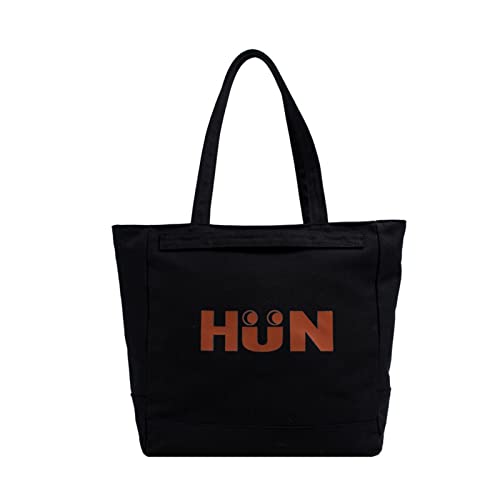 Damen-Canvas-Tasche, Shopper mit Reißverschluss, lässige Handtaschen, große Kapazität, Einkaufs-Umhängetasche, Geldbörse, schlicht, modisch, Hobo-Taschen, Schwarz, AS THE PIC SHOW von HUANIZI