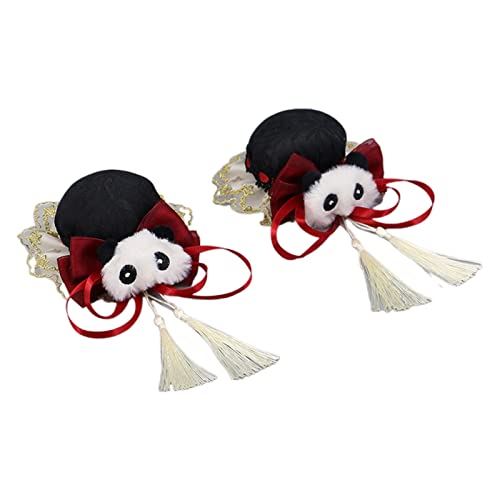 Damen-Haarspange, Schleife, Haarnadel, Cosplays, Kopfschmuck, Lolitas, Spitze, Haar-Accessoires, niedlicher Plüsch-Panda-Dekorationen, Schleifen, Schleife P von HUANIZI