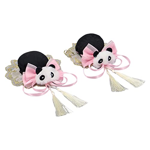 Damen-Haarspange, Schleife, Haarnadel, Cosplays, Kopfschmuck, Lolitas, Spitze, Haar-Accessoires, niedlicher Plüsch-Panda-Dekorationen, Schleifen, Schleife P von HUANIZI