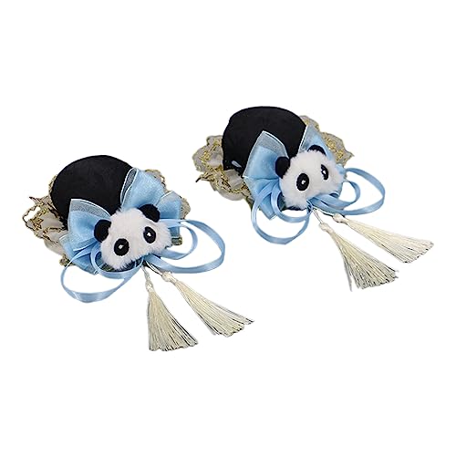 Damen-Haarspange, Schleife, Haarnadel, Cosplays, Kopfschmuck, Lolitas, Spitze, Haar-Accessoires, niedlicher Plüsch-Panda-Dekorationen, Schleifen, Schleife P von HUANIZI