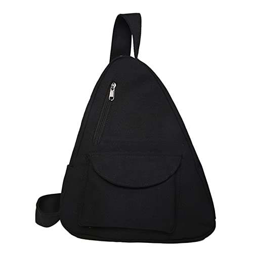 Damen-Schultertasche, Kuriertasche, Canvas, modische Damentasche, einfarbig, Brusttasche, Schwarz, AS THE PIC SHOW von HUANIZI