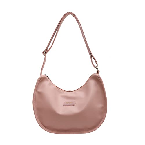 Damen-Umhängetasche, PU-Leder, Vintage, Umhängetasche, einfache Messenger-Tasche, lässige Hobo-Handtaschen, große Kapazität, Knödeltasche, Pink, AS THE PIC SHOW von HUANIZI