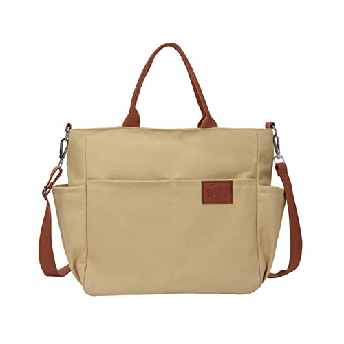 Damen-Umhängetasche aus Segeltuch, großes Fassungsvermögen, Einkaufstasche, lässige Handtasche, mehrere Taschen, Reißverschluss, Khaki, AS THE PIC SHOW von HUANIZI