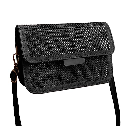 HUANIZI 2023 Neue PU Flap Handtasche Crossbody Taschen Reisetaschen Mode Schultertasche Mädchen Frauen Trendy Tasche Vielseitige Quadratische Tasche, Schwarz, 20x7.5x14.5cm von HUANIZI