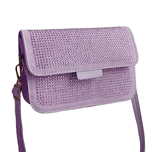 HUANIZI 2023 Neue PU Flap Handtasche Crossbody Taschen Reisetaschen Mode Schultertasche Mädchen Frauen Trendy Tasche Vielseitige Quadratische Tasche, Violett, 20x7.5x14.5cm von HUANIZI