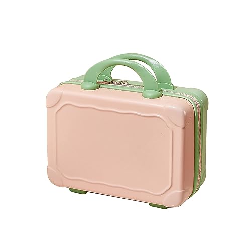 HUANIZI 35,6 cm ABS-Kosmetiktasche, tragbar, Reise-Make-up-Koffer, dekorative Handgepäck-Tragetasche für Frauen und Mädchen, Rosa mit Matcha, AS THE PIC SHOW von HUANIZI