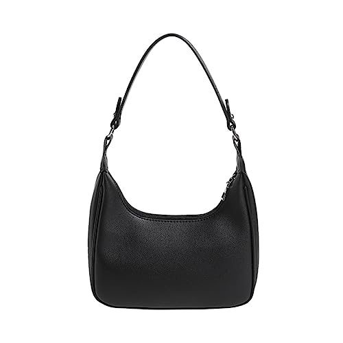 HUANIZI Achseltasche, Freizeittasche, große Kapazität, Schultertasche, für Mädchen und Damen, koreanischer Stil, einfarbig, trendige Unterarmtasche, Schwarz, 24x21x6cm von HUANIZI