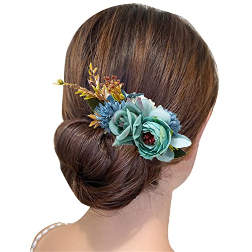 HUANIZI Blumen-Haarkämme für Frauen, florale Haarkämme, Braut-Haarkamm, Kopfschmuck, Hochzeits-Haarkamm, Seitenkamm, Hochzeits-Haarteil von HUANIZI