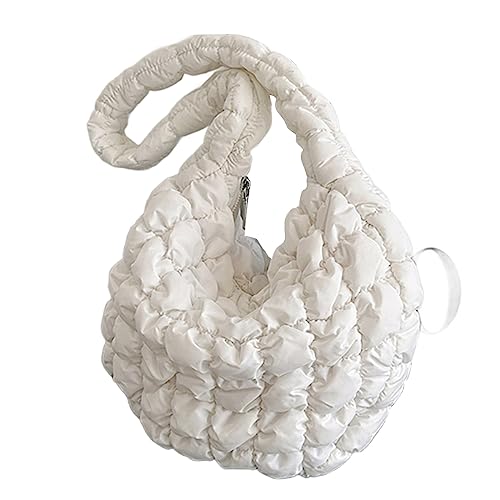 HUANIZI Damen-Schultertasche, leichte Unterarmtasche, modische Knödeltasche, Handtasche für Mädchen, Weiss/opulenter Garten, 35x28x6cm von HUANIZI