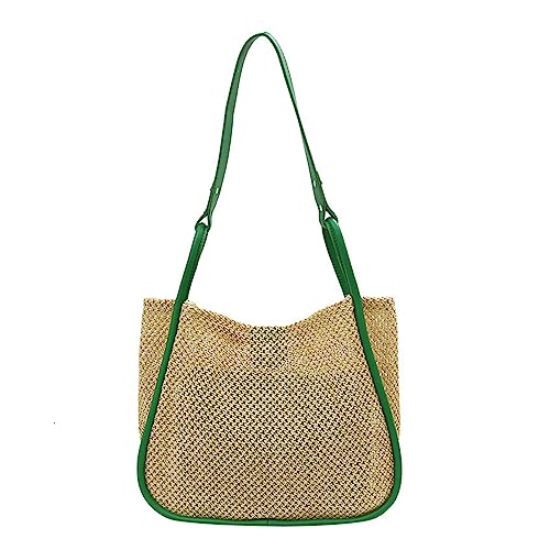 HUANIZI Damen Stroh Große Kapazität Strand Schultertasche Geldbörse Stroh Handtasche Weibliche Handtaschen, Grün , 27x11x38cm von HUANIZI