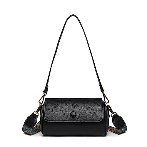 HUANIZI Damen-Umhängetasche aus PU-Leder, solide Kissen, modische Schultertasche, Unterarmtasche, Crossbody-Tasche für Mädchen, Schwarz, 21x11.5x11cm von HUANIZI