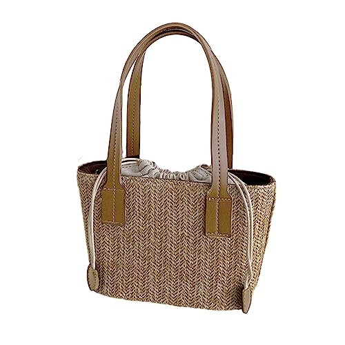 HUANIZI Damen-Umhängetasche aus Stroh, große Kapazität, handgewebt, Handtasche, modisch, Strandtasche, trendige Kuriertasche, aprikose, 14.5x20x9cm von HUANIZI