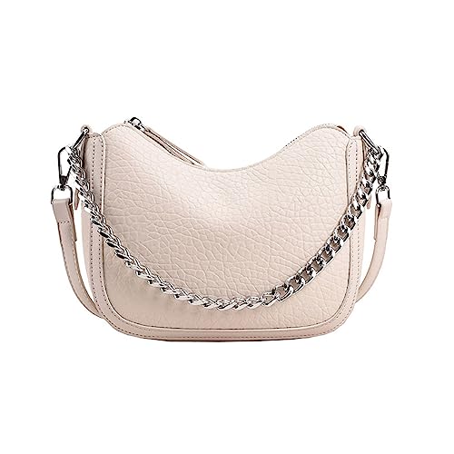 HUANIZI Einfache Umhängetasche für Damen, Vintage, kleine PU-Umhängetasche, einfarbig, Handtaschen und Geldbörsen, Beige, 21x7x18cm von HUANIZI