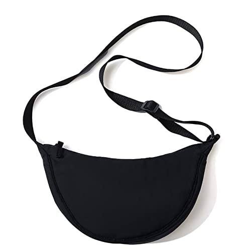 HUANIZI Einfarbige tragbare Damen-Umhängetasche, einfache Brusttasche, Umhängetasche, Reisetasche, Handtasche, Kuriertasche, Schwarz, 30x9x15cm von HUANIZI