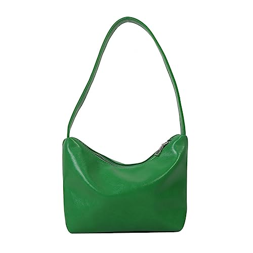 HUANIZI Freizeittasche, legere Achseltasche, große Kapazität, Schultertasche, Mädchen, Damen, einfarbig, trendige Tasche, Hobo-Tasche, Unterarmtasche, Grün , 18.5x8x15.5cm von HUANIZI